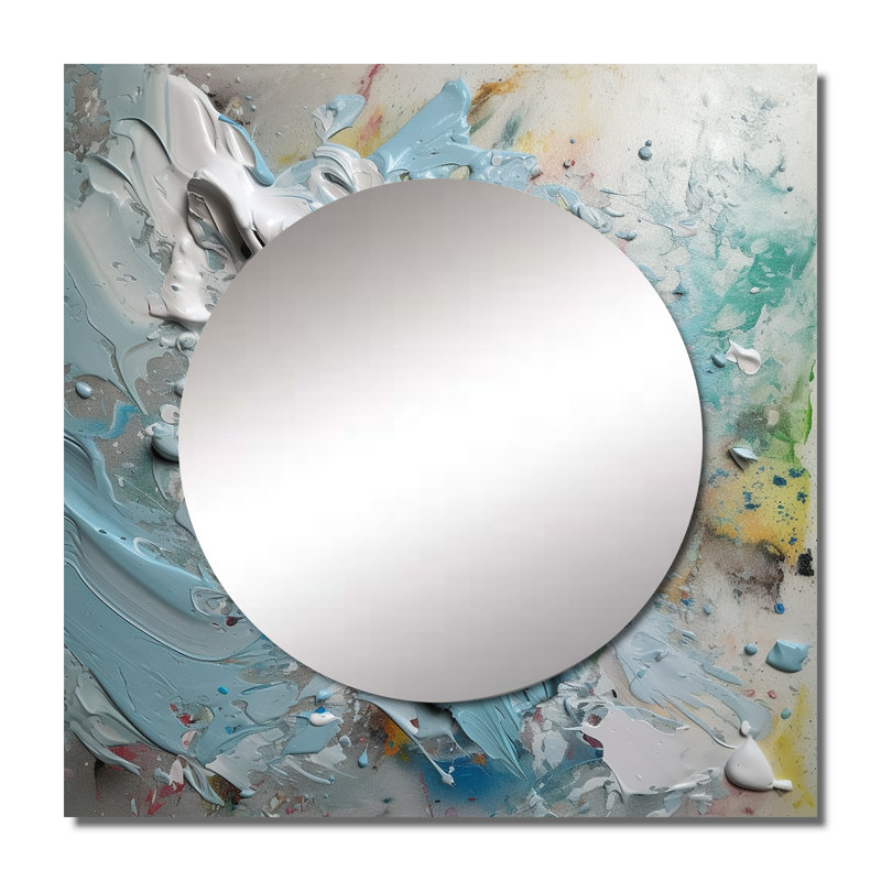 Deby - Art mural abstrait miroir carré pour salle de bain, 23 po x 23 po