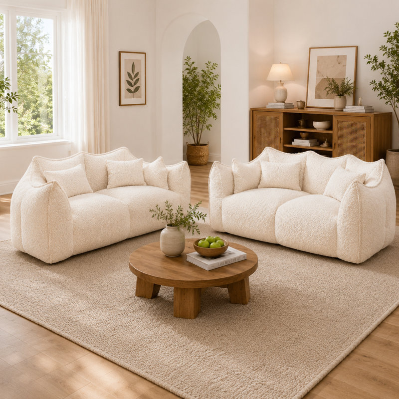 Canapé à fauteuil à 2 places compressé, canapé rembourré de mousse avec accoudoirs et coussins, fauteuil de salon en mousse à mémoire de forme sans assemblage