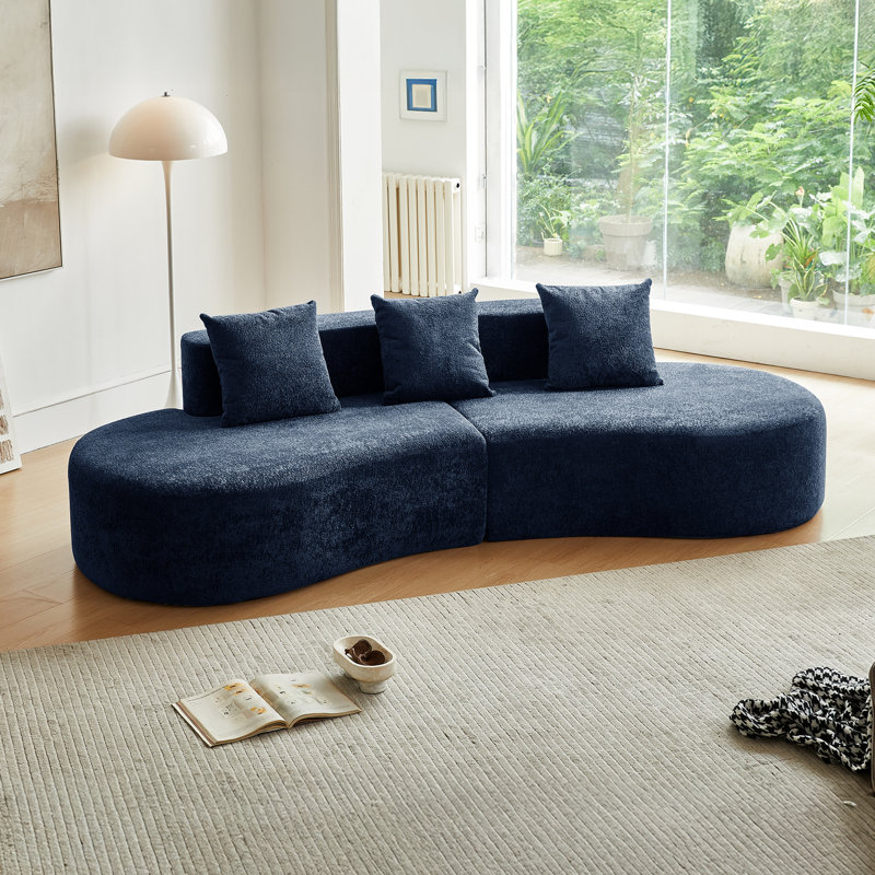 Canapé modulaire incurvé moderne de style moderne à 5 places avec revêtement en velours, confortable pour le salon et l’appartement, siège moyen moelleux, dossier sans accoudoirs