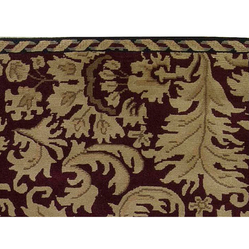 Chemin de table rouge et beige noué à la main de haute qualité