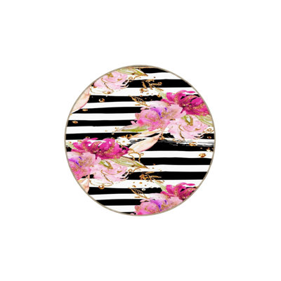 Tapis décoratif rose à motif floral de couleur rétro