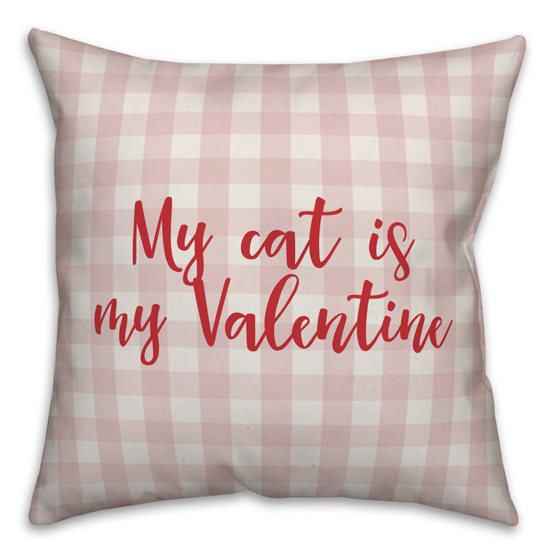  Coussin My Cat is My Valentine, Rose / Rouge, Housse de coussin