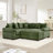Convertible Corduroy Sectional Sofa with Movable Ottoman, Modern Couch for Living Room-114888063-121418092