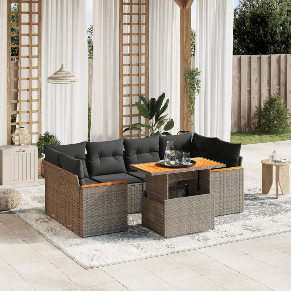 6-Sitzer Lounge-Set aus Polyrattan mit Polster