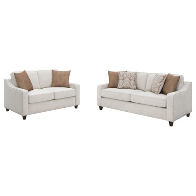 Janelda 2-piece Upholstered Sloped Arm Sofa Set Beige