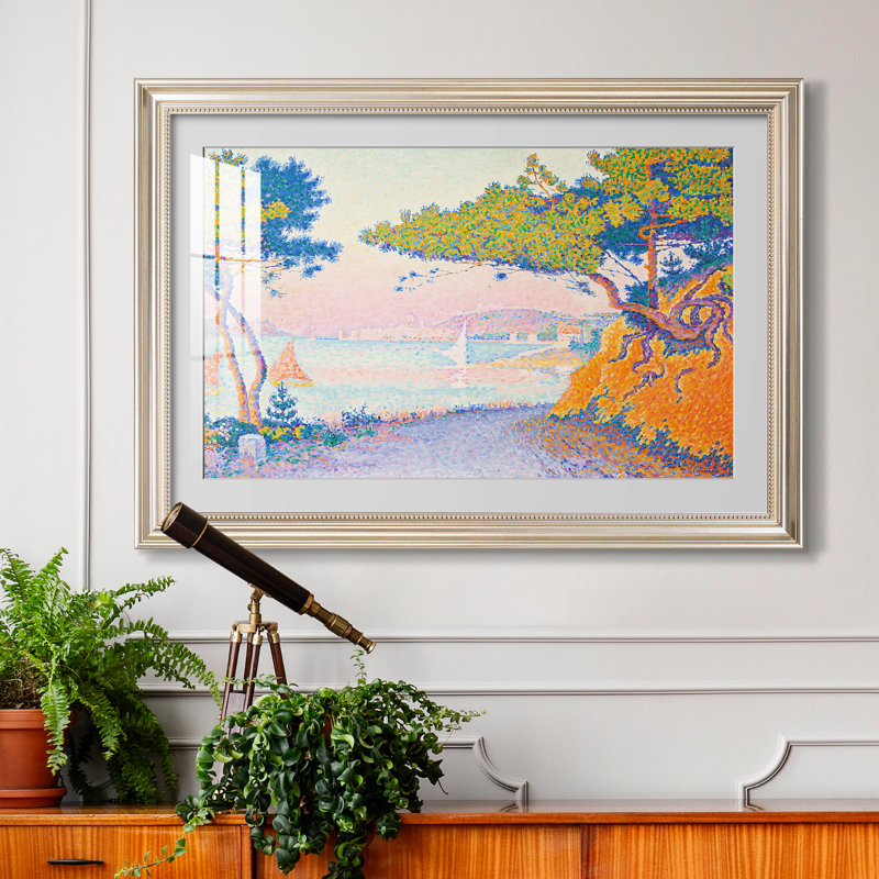 Golfe Juan, 1896-Paul Signac-Impression encadrée personnalisée, 24x34 INNER SIZE, Framed Print with Mat, Pewter Satin