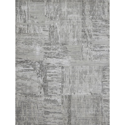 Abstract Area Rug in Silver