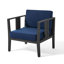 Chaise longue d'extérieur en bois de teck avec coussin et accoudoirs Junco-897636979-897636978