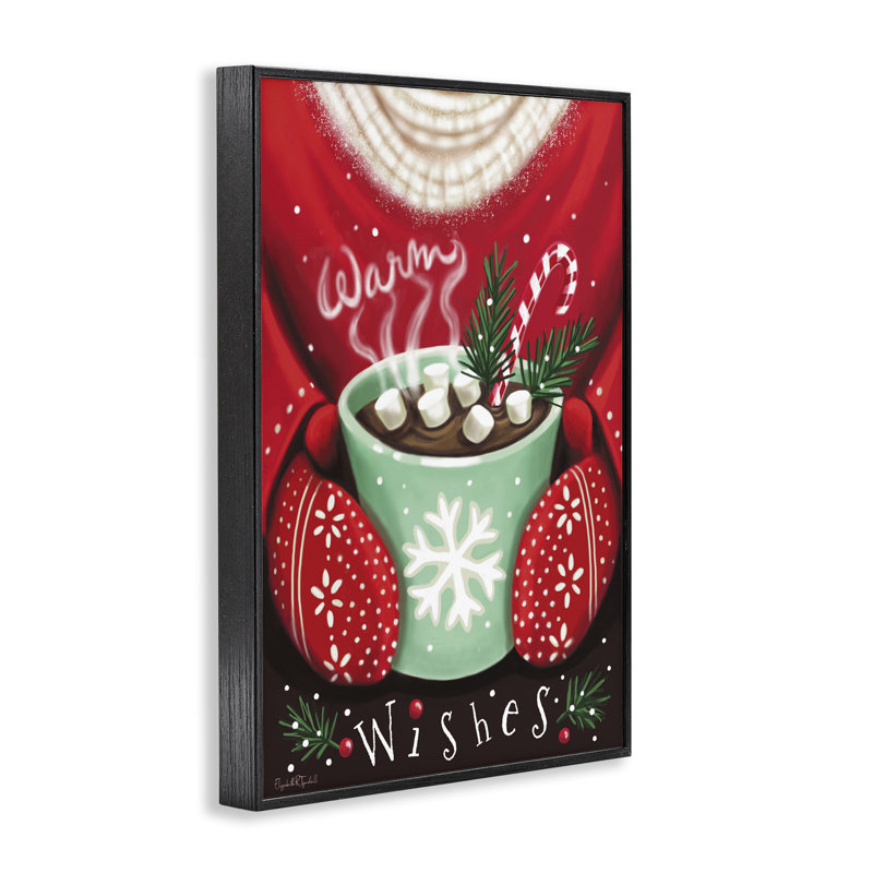 «Warm Wishes Hot Cocoa», art de la giclée encadrée par Elizabeth Tyndall, H 18 po x l 12 po, Giclée encadrée noir minuit
