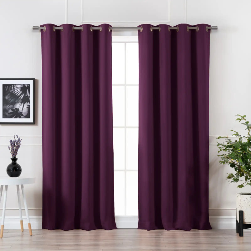 Adina Sevan Solid Thermal Grommet Curtain Panels, 52"W x 84"L, Purple