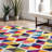 Sesto Geometric Power Loom Performance Pink/Yellow/Blue/Black Rug-2086839417