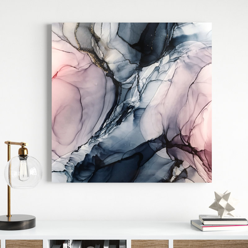 Elizabeth Elizabethson rosé gris marine abstrait calme, H 36 po x l 36 po