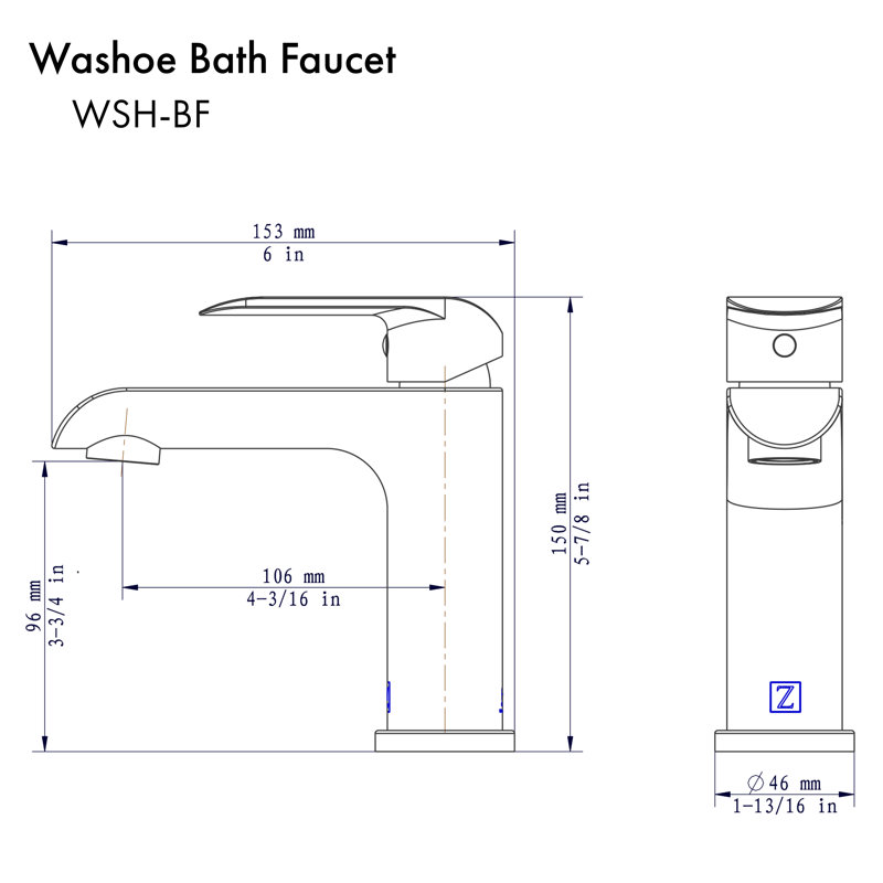 Robinet de salle de bain ZLINE en chrome Zoe (WSH-BF-CH)
