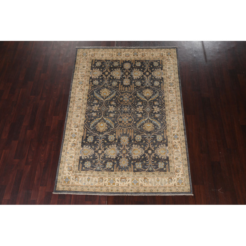Tapis oriental Abderus Chobi Peshawar à teinture végétale noué à la main 6 x 8