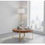 Table basse ronde moderne moderne avec pieds croisés dorés - bois de sapin et panneau de fibres à densité moyenne, conception épissée-390358934-390358937