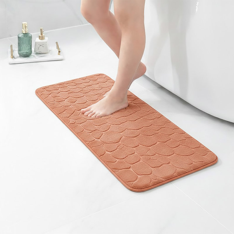 Pebble Runner Mat - Memory Foam - 48"L x 18"W for Kitchen, Bathroom and more, Orange