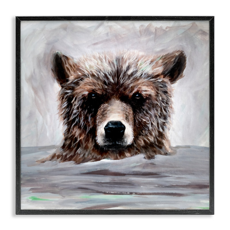 «Bathing Baby Bear», estampe numérique, conception de Jelena Petric, Giclée encadrée noir minuit, H 12 po x l 12 po
