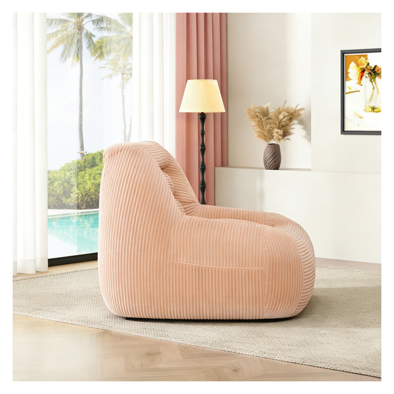 Fauteuil à billes en velours côtelé pour salon et chambre à coucher, rose