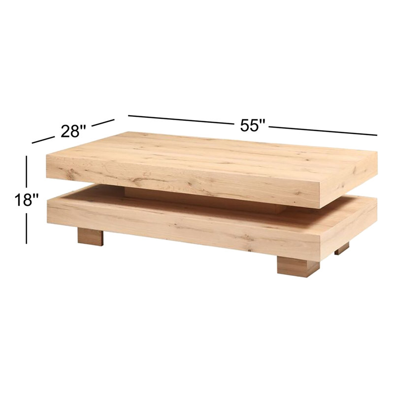 Alpine 55" Coffee Table In Distressed Oak