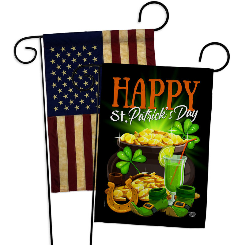 Drapeau de jardin en polyester 1 face 5 pi x 1 pi Happy Happy Patrick
