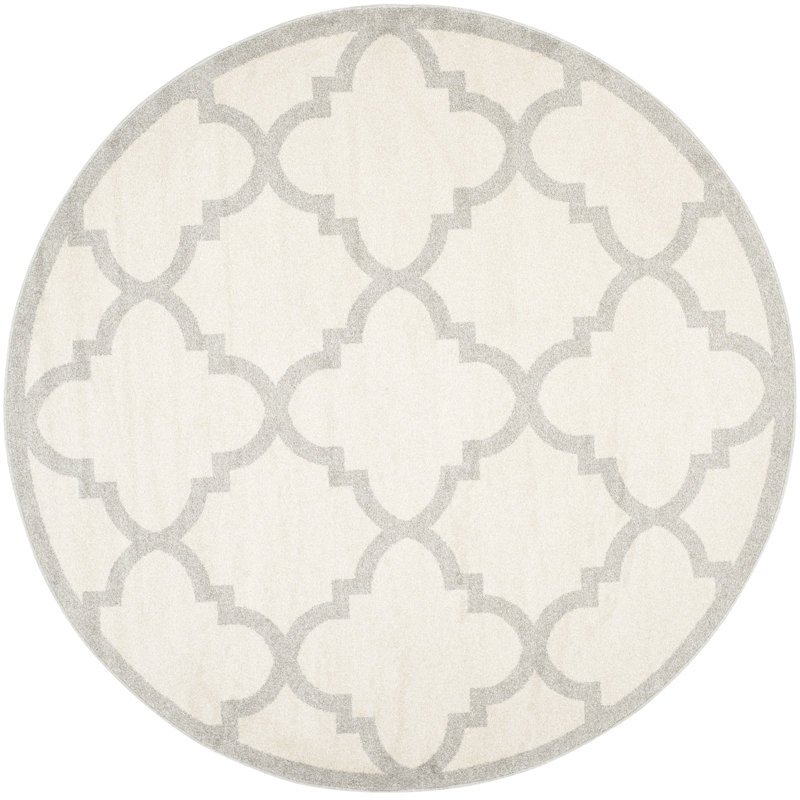 Ammundsen Geometric Beige/Grey Area Rug, Round 7'