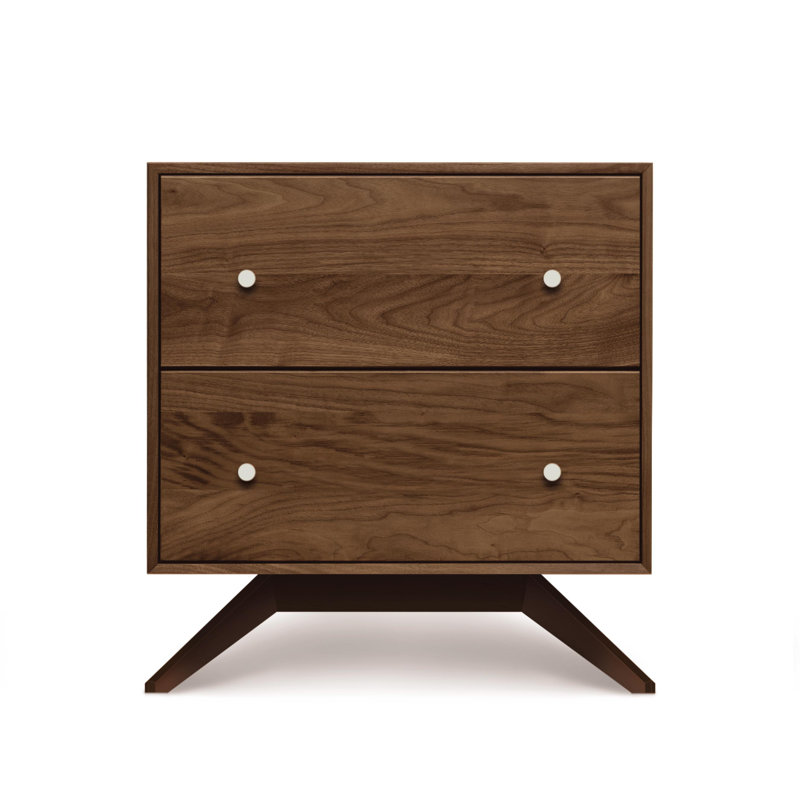 Astrid 2 Drawer Nightstand, Walnut/Dark Chocolate
