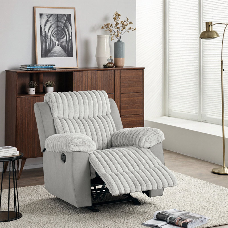 Transitional Glider Recliner with Smooth Motion - Plush Padded Seat & Dual Reclining for Ultimate Comfort, Gray