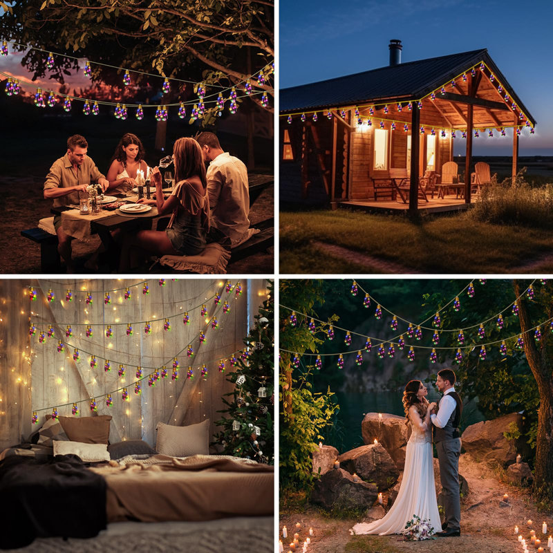 Solar Outdoor String Lights 24FT Vintage Rope Hemp Solar Lights With 20 Shatterproof Bulbs,8 Modes Solar Powered String Lights With Memory Function, Waterproof For Garden,Camping,Café