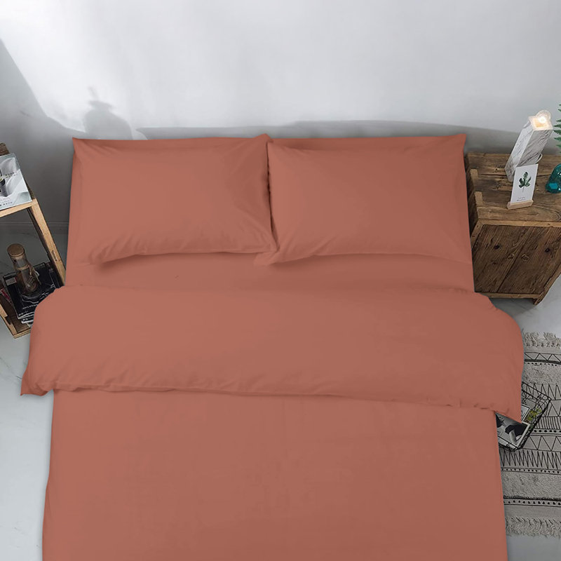 Microfiber No Pattern Duvet Cover Set with Pillowcases Included, Single Duvet Cover + 2 Standard Pillowcases, Peach