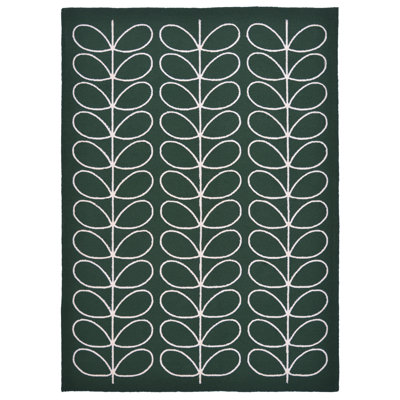 Hand Hooked Floral Area Rug in Jade/Beige