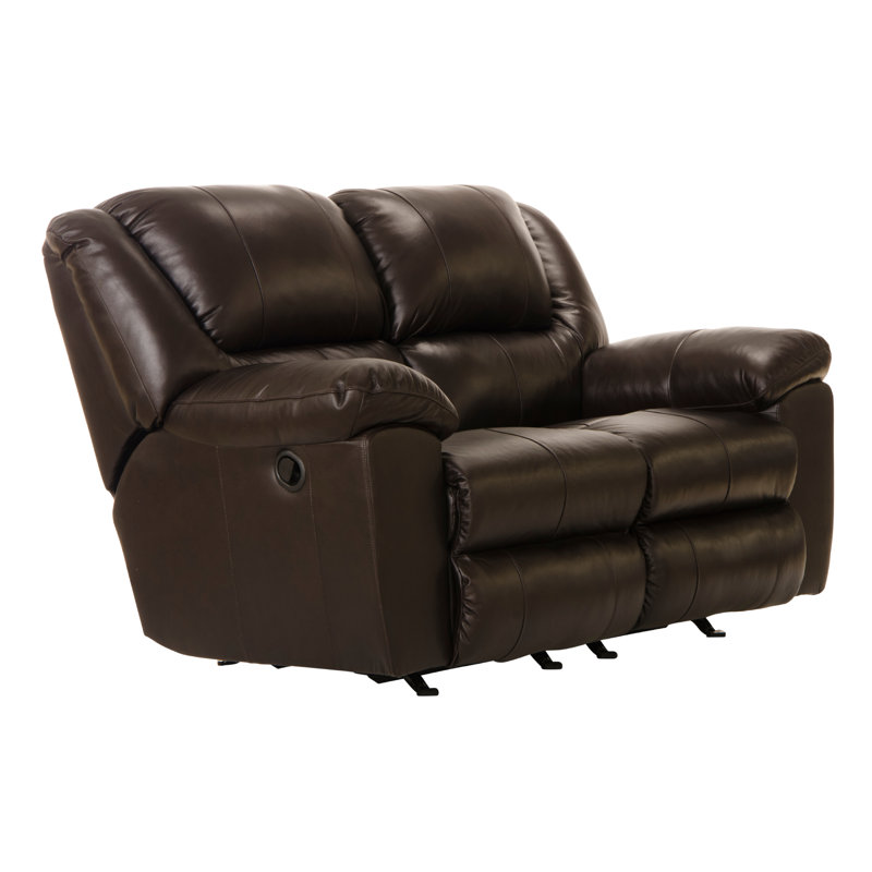 Baraona 65" Leather Match Pillow Top Arm Reclining Loveseat, Manual