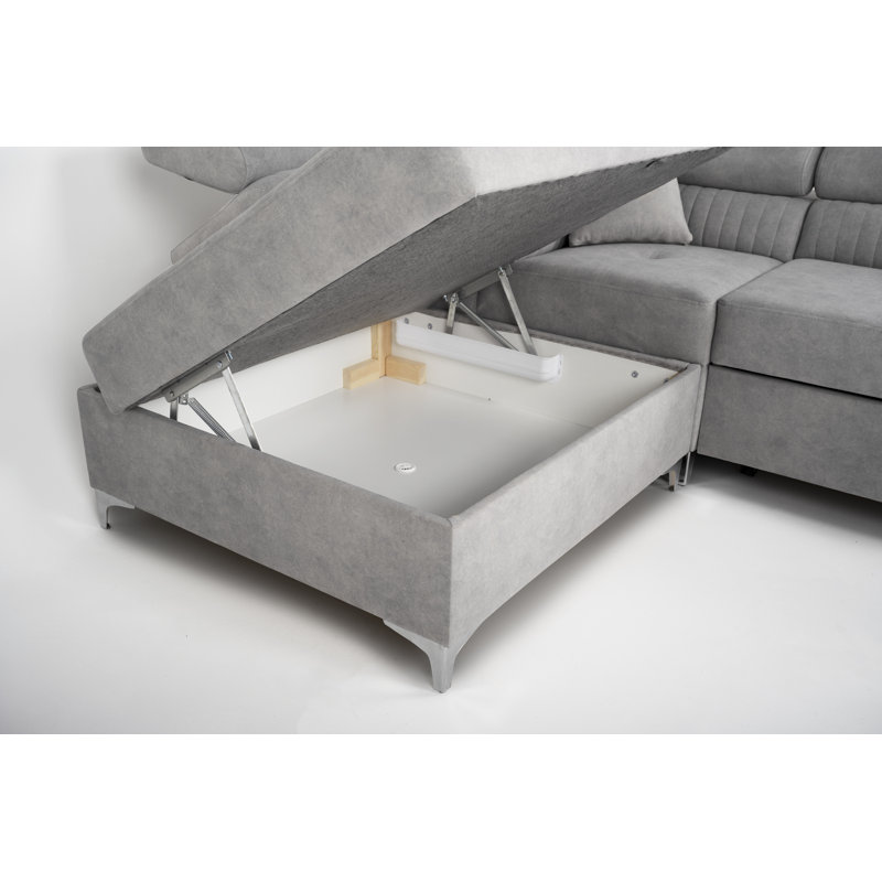 Lauren Corner Sofa Bed, Left Hand Facing, Silver