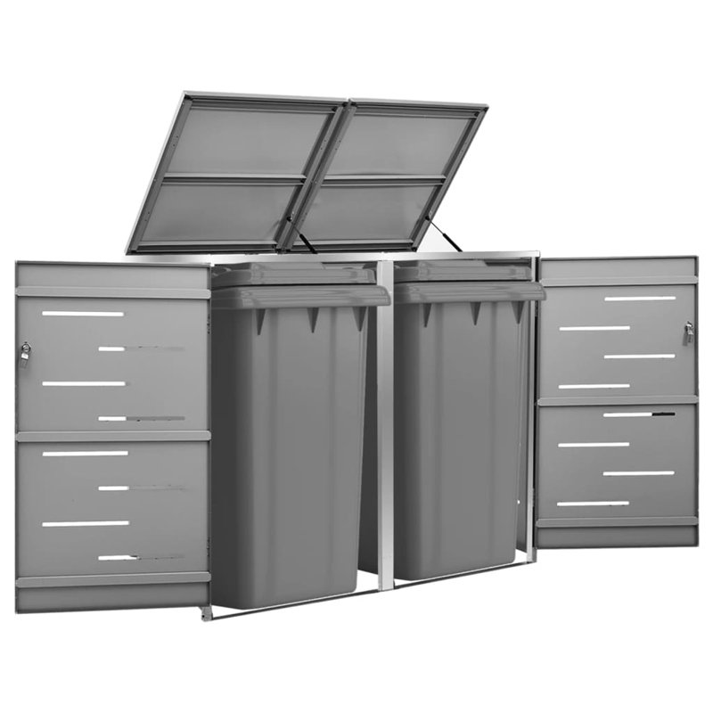 Remise à déchets horizontale en acier inoxydable l 4,53 pi. X P 2,54 pi., Anthracite