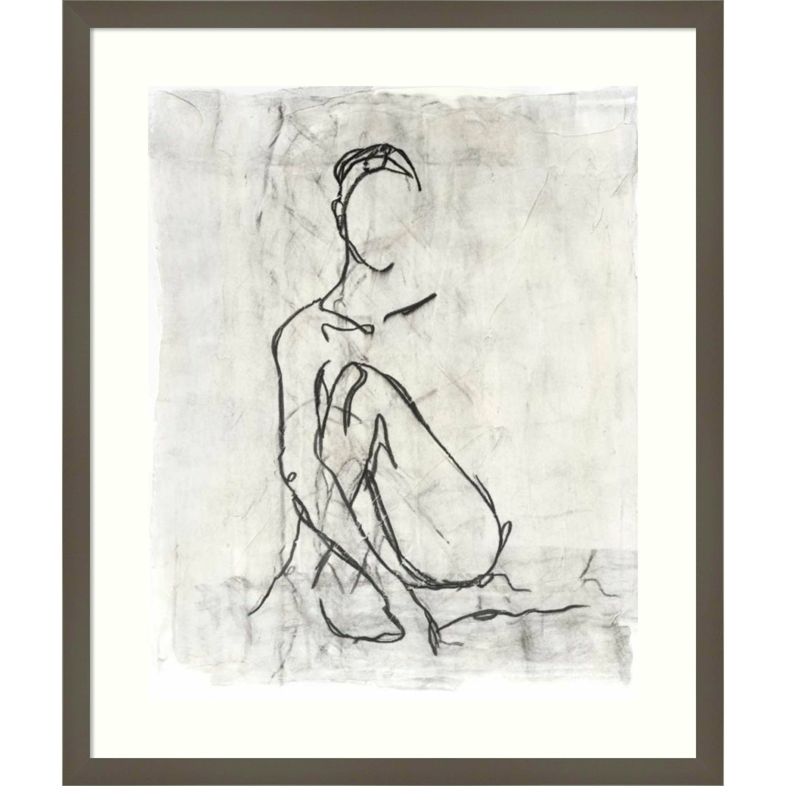 Embellished Nude Contour II Print, 25" H x 21" W, Gray Framed Paper
