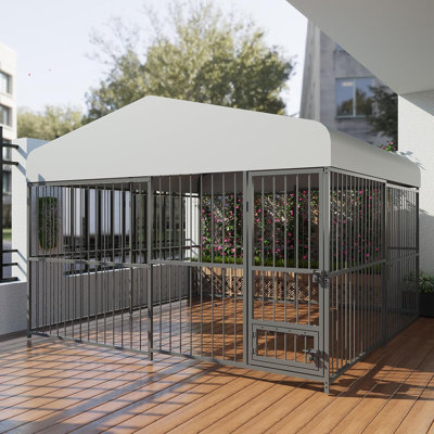 Large Outdoor Dog Kennel, Heavy Duty Dog Cage with Roof