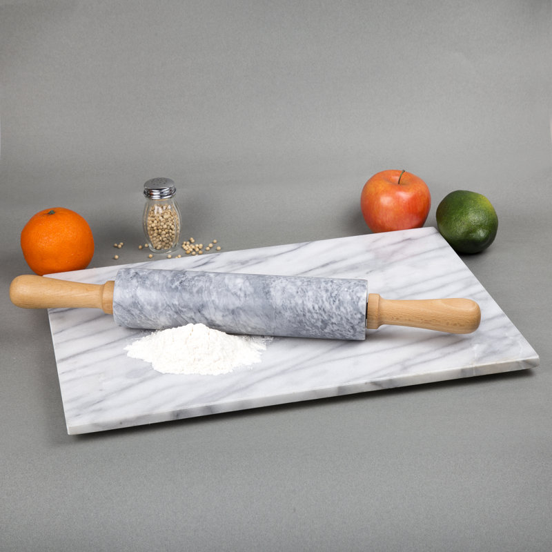 Rouleau à pâtisserie L 18 po avec poignées et berceau en bois de marbre Creative Home Deluxe
