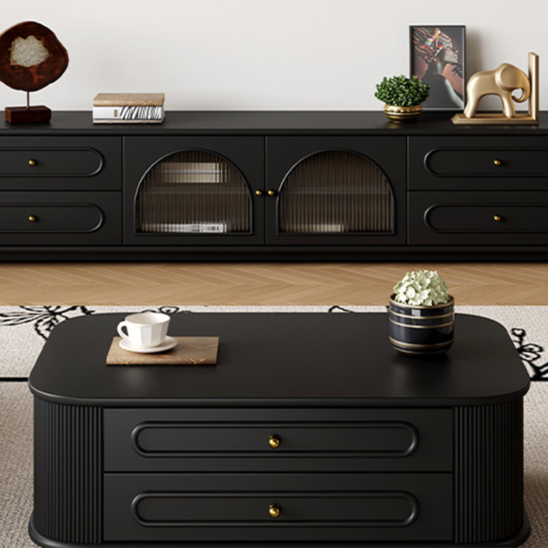 Table basse ronde d'angle avec grand rangement,  H 15,75 po x l 51,18 po x P 27,56 po