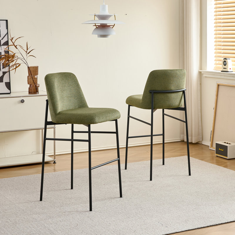 Matteson Metal Bar Stools With Cushion, Green