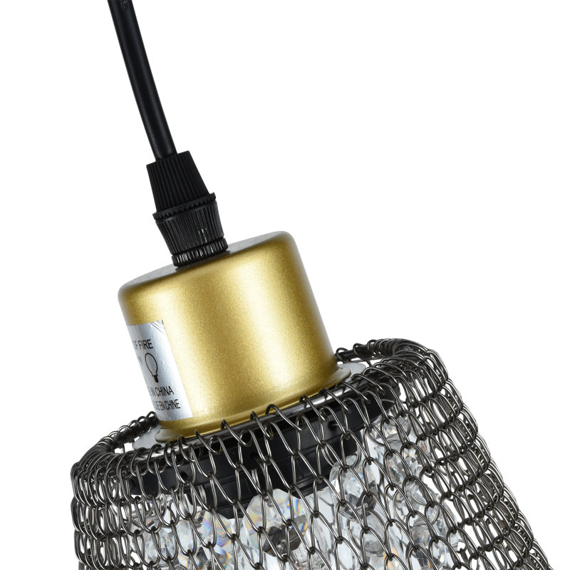 Luminaire suspendu conique à 1 lumière avec accents en cristal Omro