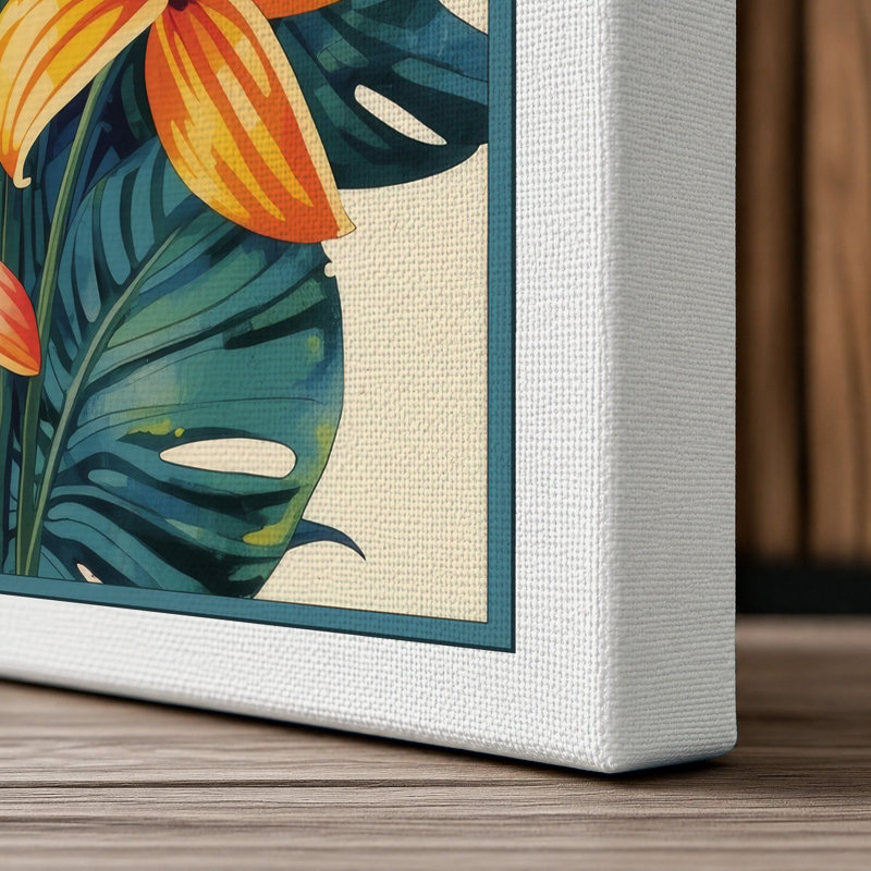 Lilies in Bloom Botanical - Wrapped Canvas, 24x16 - 61.0 x 40.6 cm, White Border