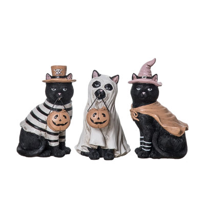  Ensemble de 3 décorations d'Halloween pour chat en polyrésine