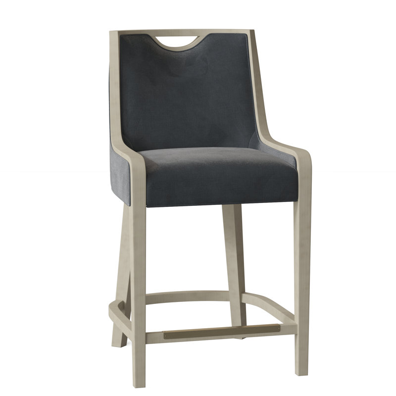 Tabouret de comptoir 26,5 po Anthony, 100% polyester ardoise 9953, Gris anthracite
