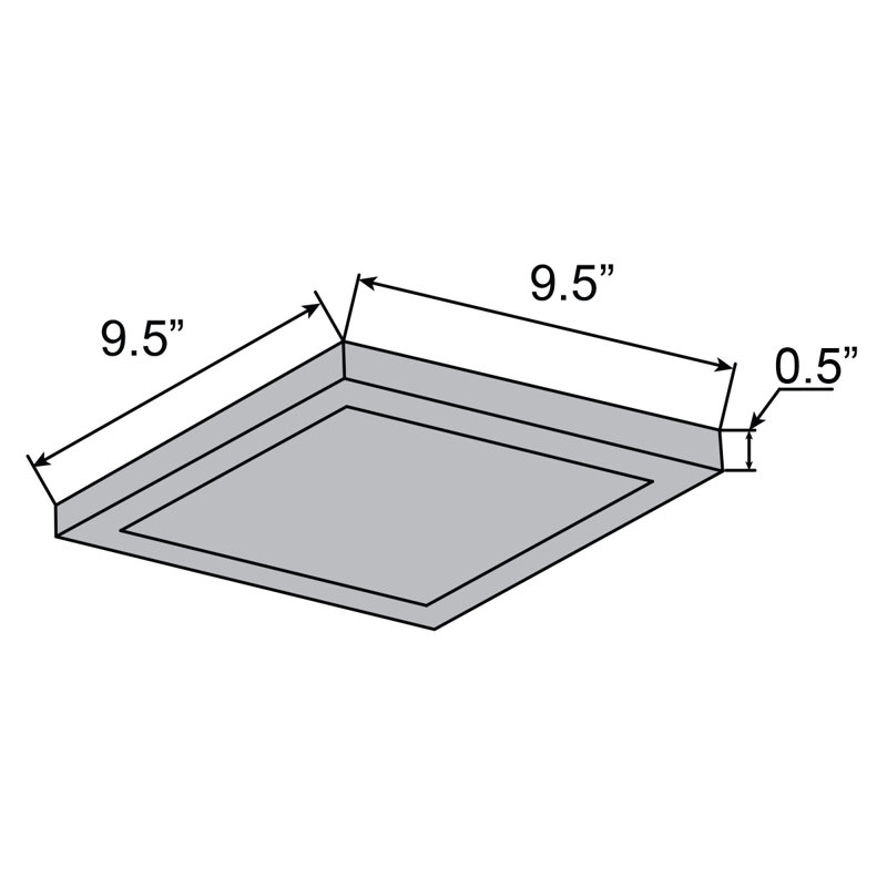 Skiljo Acrylic Flush Mount, White, 0.5" H x 9.5" W x 9.5" D