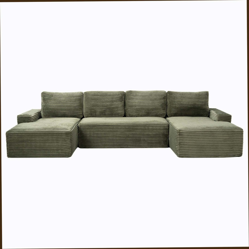 Ensemble de canapé modulaire compressible en forme de U, canapé modulaire de style minimaliste, canapé en tissu velours côtelé pour le salon