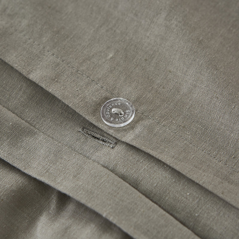 Ensemble de housse de couette en lin , Housse de couette pour très grand lit et 2 taies, Gris