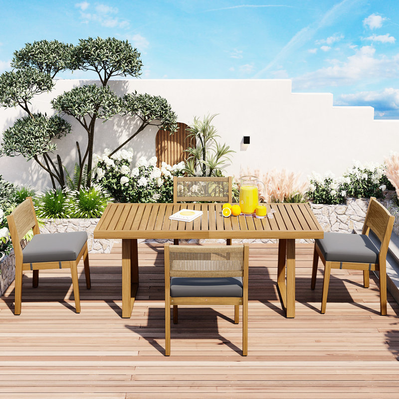 Salle à manger moderne en bois avec fermeture à glissière pour housses de coussin pour table de patio et capacité de poids de 350 lb