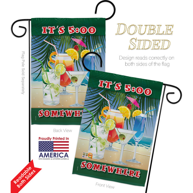 Ensemble de drapeaux de jardin en polyester 18,5 x 13 po It's 5 Somewhere Party - Impressions Fansy