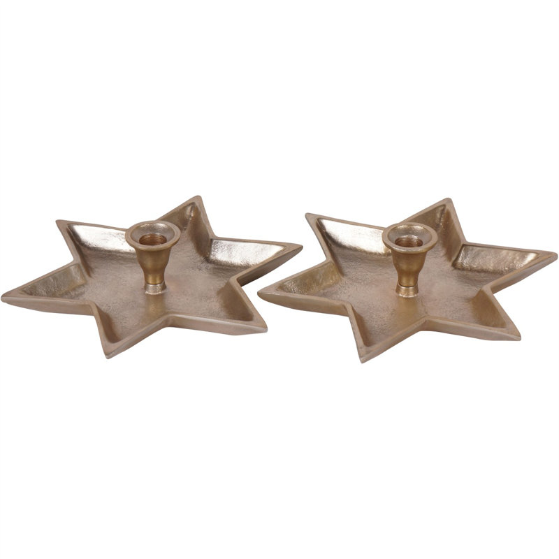 2 Piece Aluminium Tabletop Candlestick Set