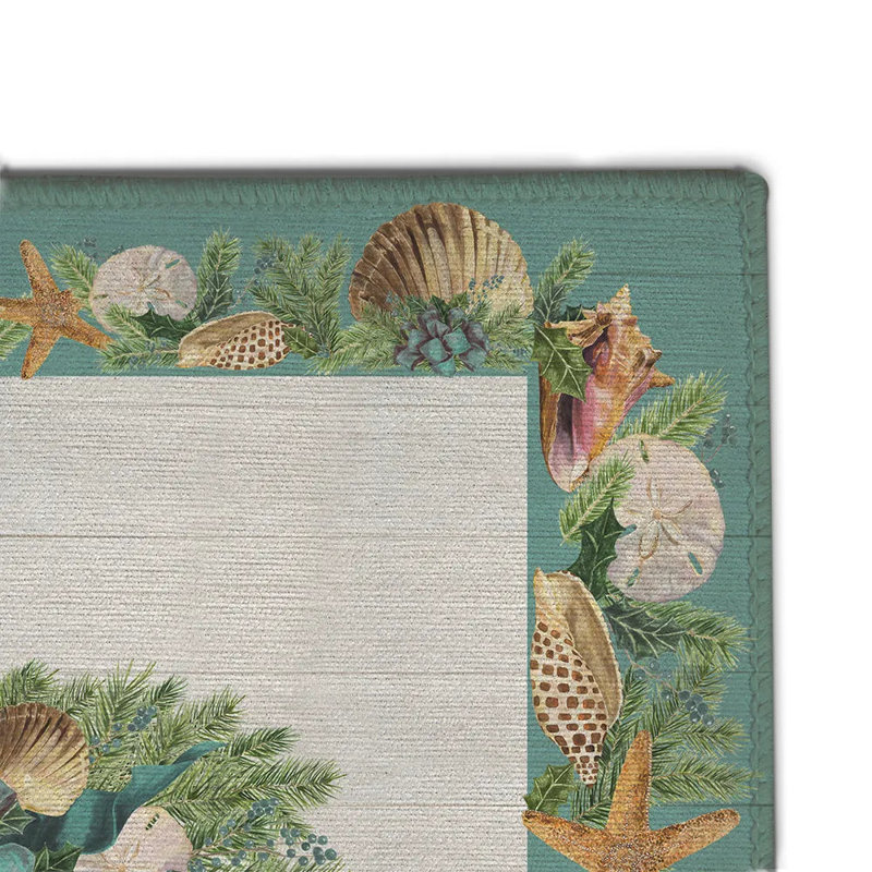Christmas by the Sea Green and Beige Outdoor Door Mat