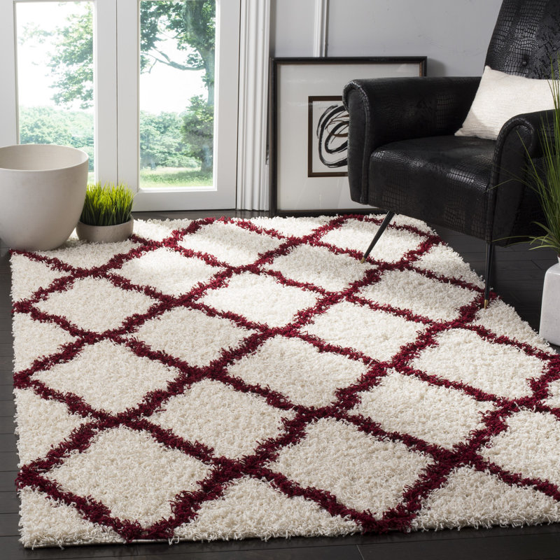 Tapis à poils longs Alonnah, Rouge, Rectangle 5 pi 1 po x 7 pi 6 po